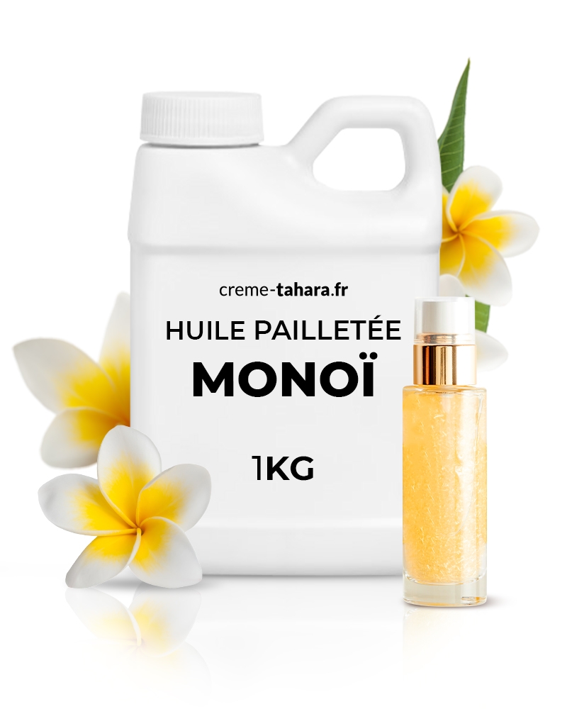 Huile sèche pailletée musc blanc & monoï (Poids: 1kg)